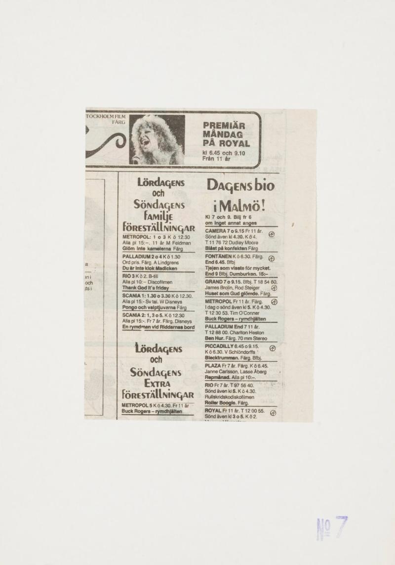 Sliced Graphical News. 1980. Ur Kvällsposten under tiden 19/2-23/2 1980