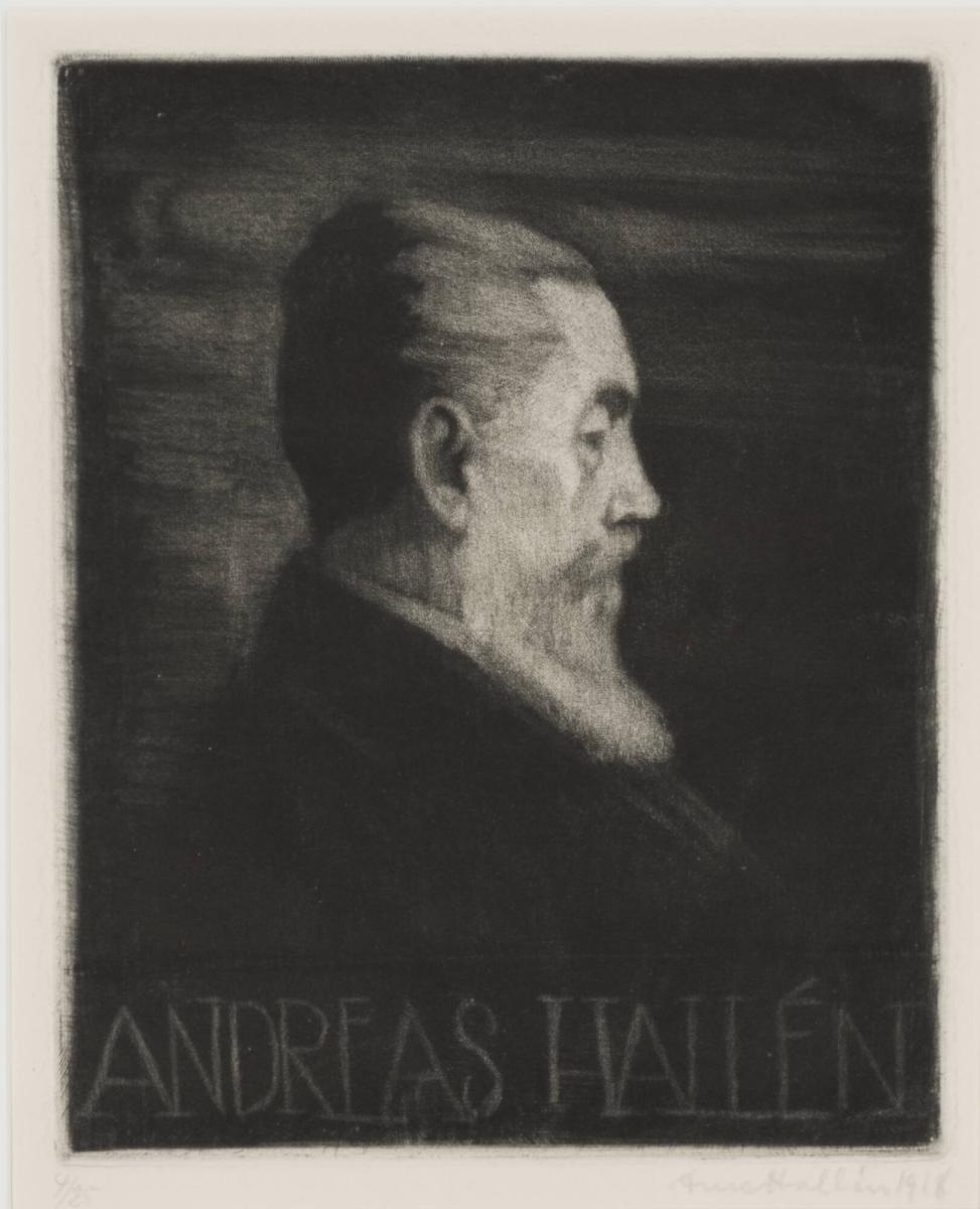 Porträtt av Andreas Hallén