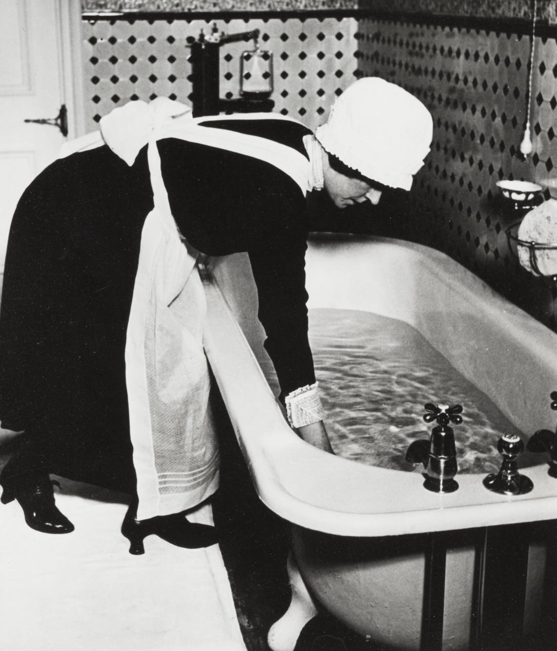 Parlourmaid Preparing a Bath Before Dinner