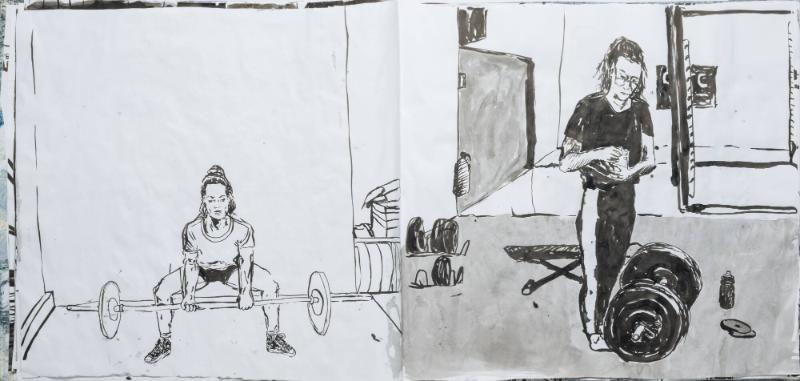 Studier av människor och mig själv som tränar