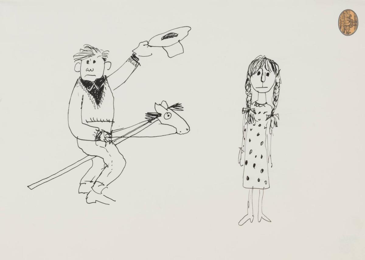Cowboy och flicka i Vilda Västern