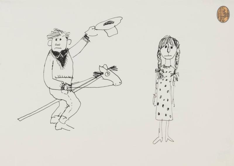 Cowboy och flicka i Vilda Västern