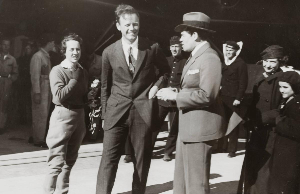 Charles Lindbergh med fru i Stockholm
