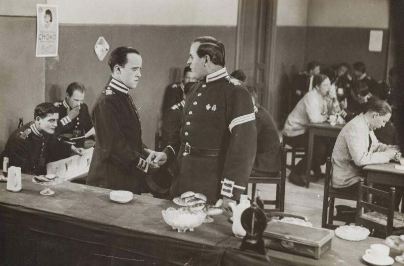 Filminspelning Råsunda. Fridolf Rhudin och Weyler Hildebrand.