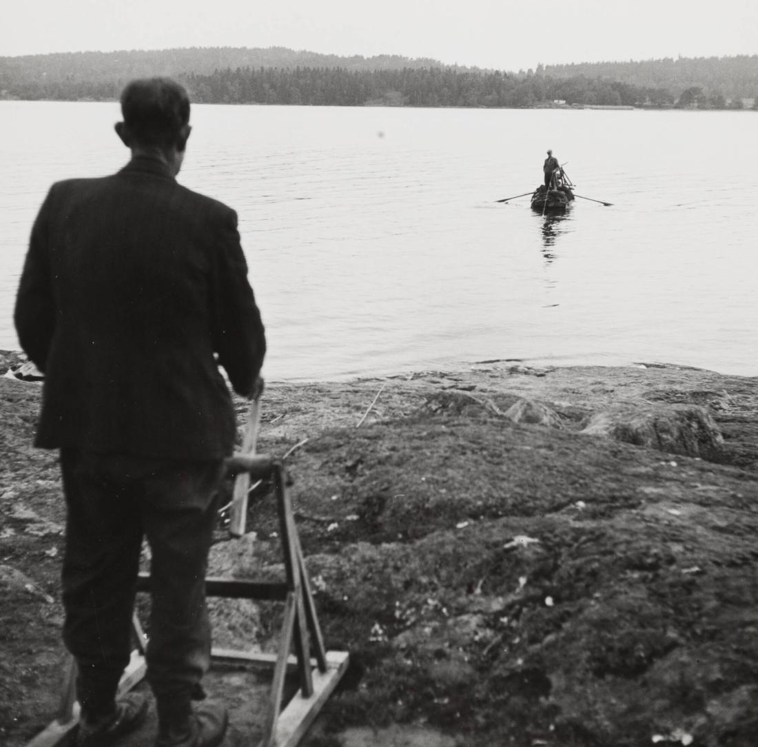 3. Läggning af strömmingsnot, Stockholms skärgård. Utrodden af notlina och läggning af not