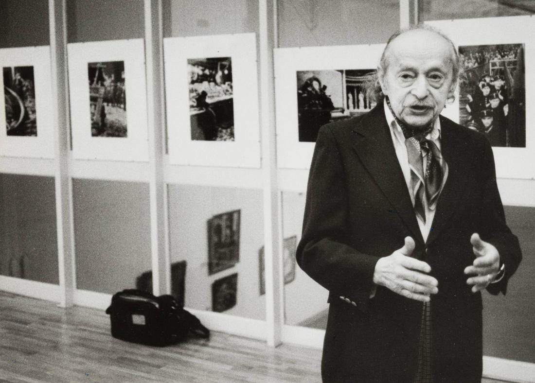 Lucien Aigner. Fotografiet är taget vid invgningen av utställningen "Aigner's Paris", Fotografiska Museet, 1982