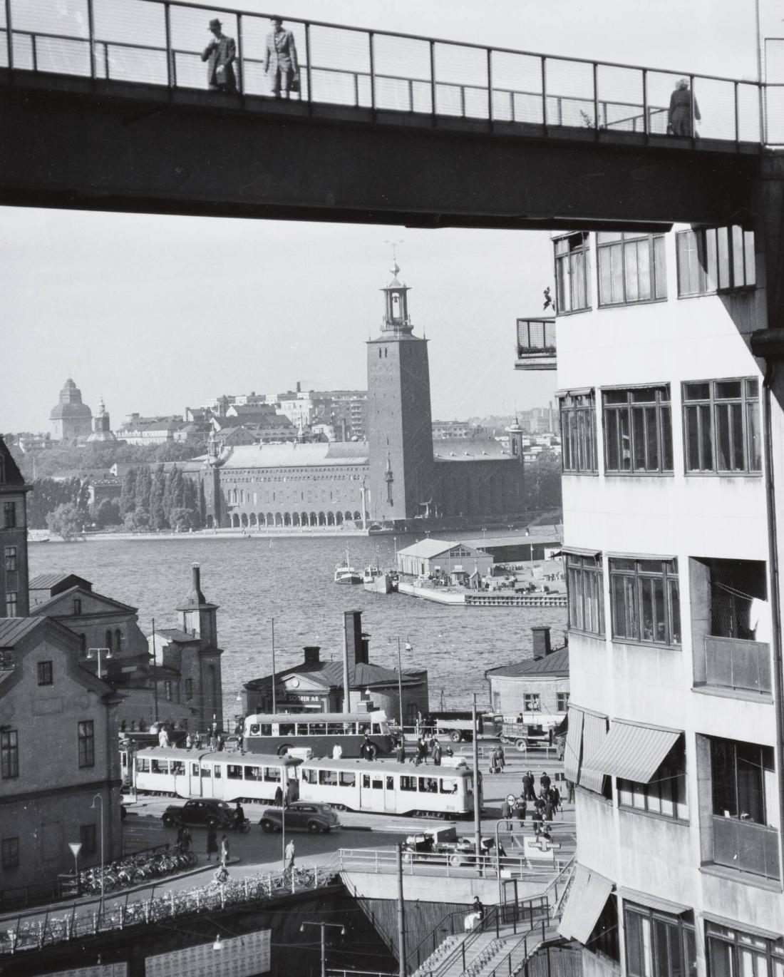 Utsikt mot Stadshuset från Mosebacketrappan, Stockholm