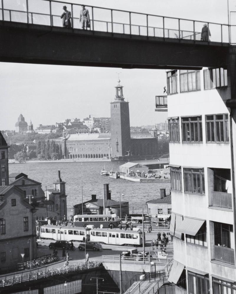 Utsikt mot Stadshuset från Mosebacketrappan, Stockholm