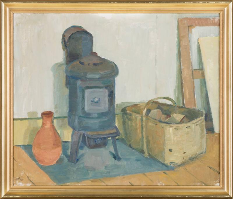 Stilleben med järnkamin