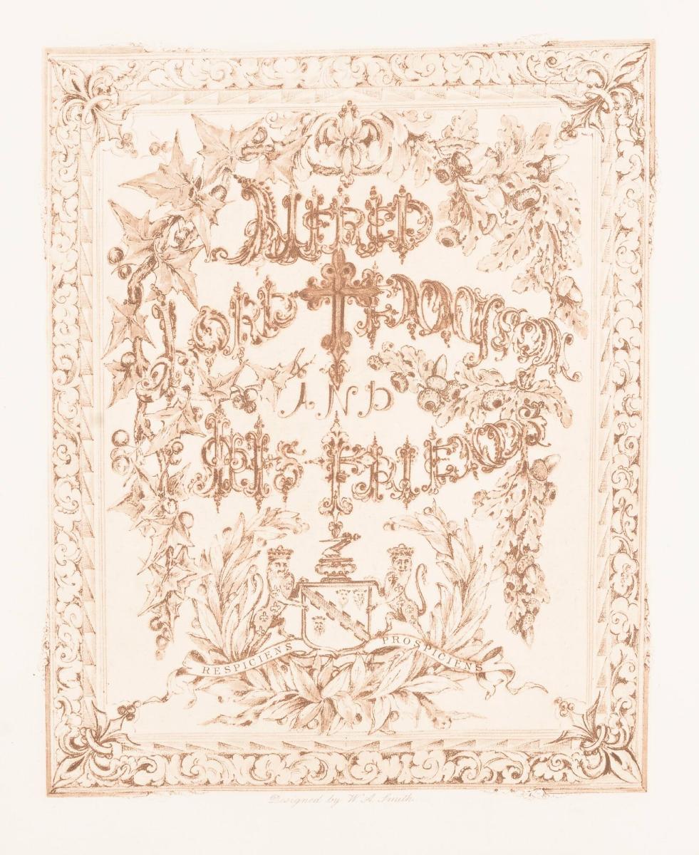 The Frontispiece by W.A. Smith. From the book Lord Tennyson and his Friends", T. Fischer Urwin, Paternoster Square, London 1893
