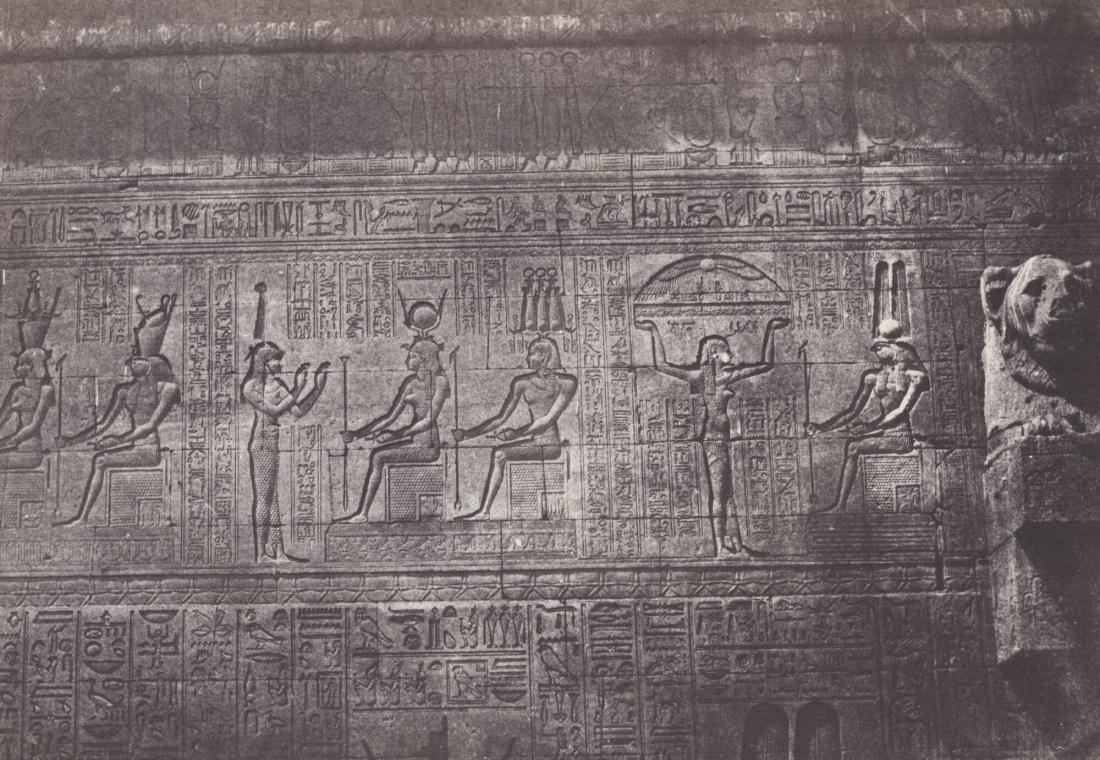 Haute Égypte.  Grand Temple de Denderah.  Sculptures de la Façade Postérieure (Planche 20). Ur boken Egypt, Nubia, Palestine, and Syria: photographic pictures collected during the years 1849, 1850, and 1851.  Part 13