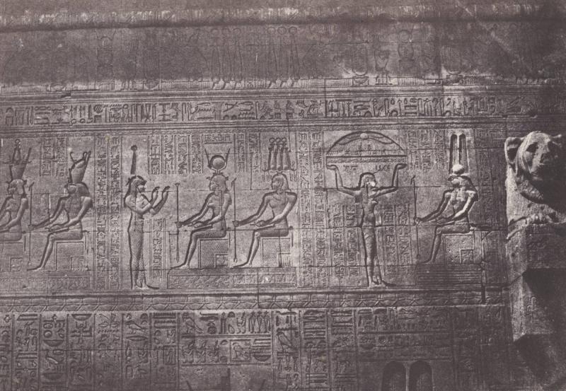 Haute Égypte.  Grand Temple de Denderah.  Sculptures de la Façade Postérieure (Planche 20). Ur boken Egypt, Nubia, Palestine, and Syria: photographic pictures collected during the years 1849, 1850, and 1851.  Part 13