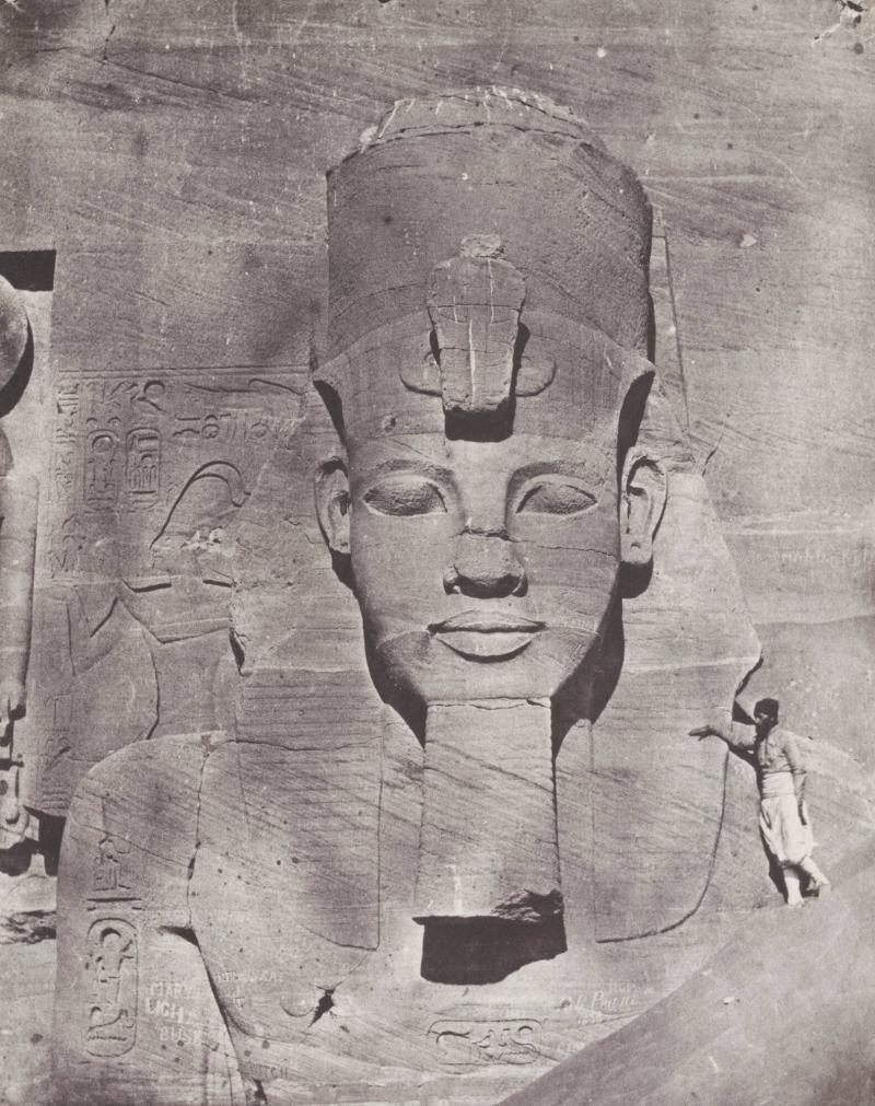 Nubie.  Ibsamboul.  Colosse Médial du Spéos de Phrè (Planche 106). Ur boken Egypt, Nubia, Palestine, and Syria: photographic pictures collected during the years 1849, 1850, and 1851.  Part 13