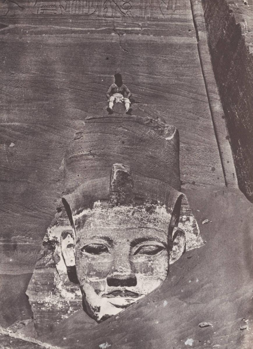 Nubie.  Ibsamboul.  Colosse Occidental du Spéos de Phrè (Planche 107). Ur boken Egypt, Nubia, Palestine, and Syria: photographic pictures collected during the years 1849, 1850, and 1851.  Part 13