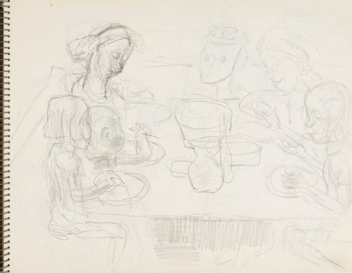 Skissblock nr 46, Gillberga, förstudier till "Fem syskon", Birgit