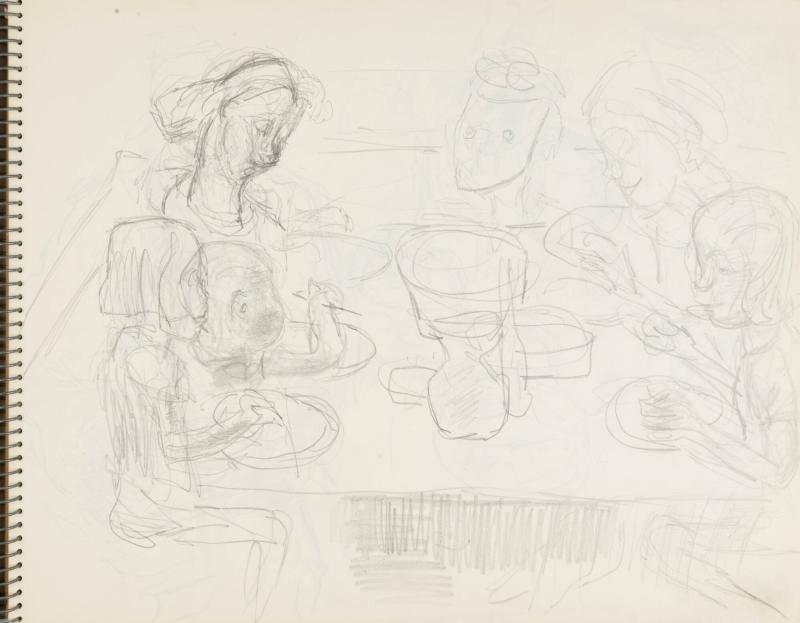 Skissblock nr 46, Gillberga, förstudier till "Fem syskon", Birgit