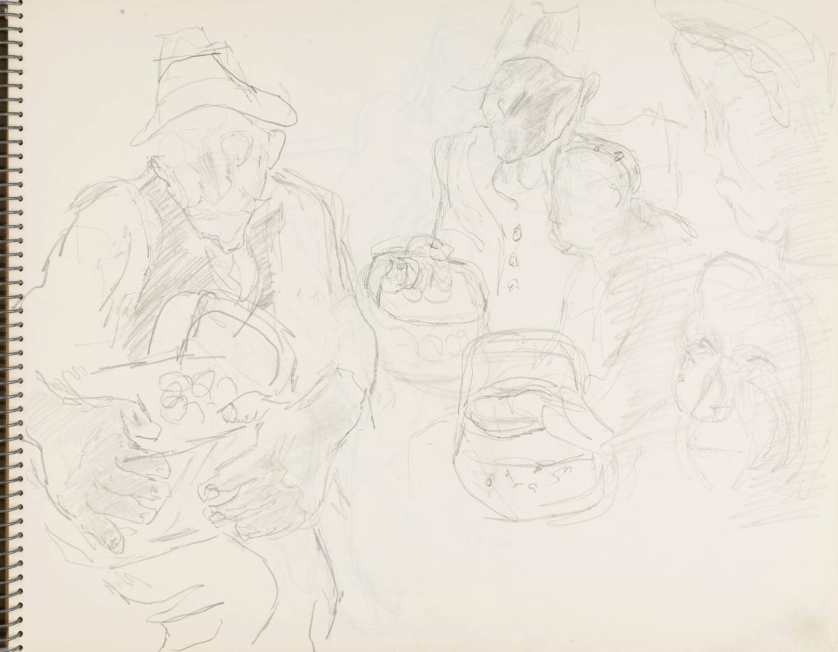 Skissblock nr 46, Gillberga, förstudier till "Fem syskon", Birgit