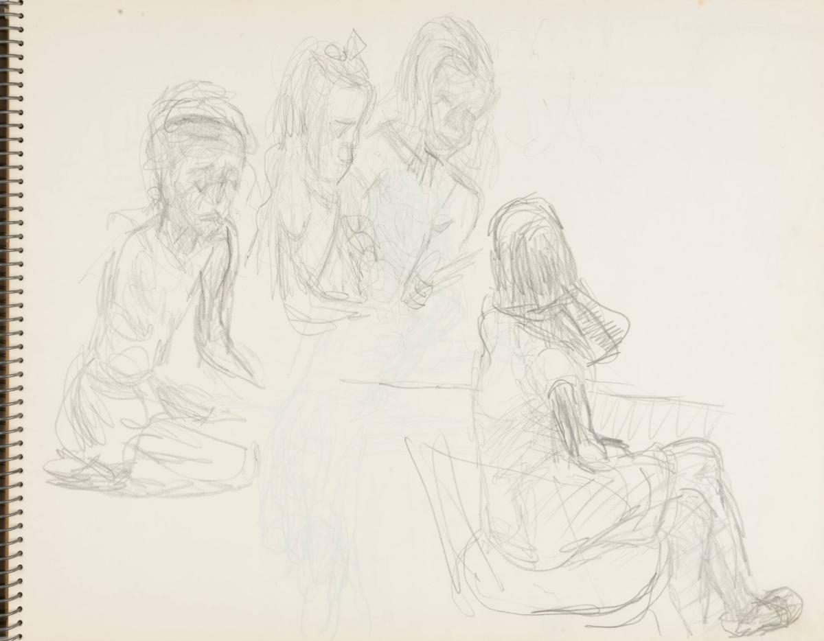 Skissblock nr 46, Gillberga, förstudier till "Fem syskon", Birgit