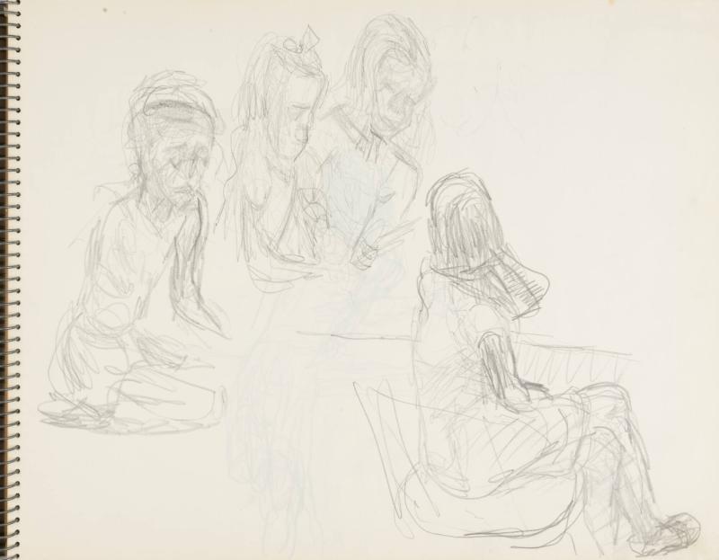 Skissblock nr 46, Gillberga, förstudier till "Fem syskon", Birgit