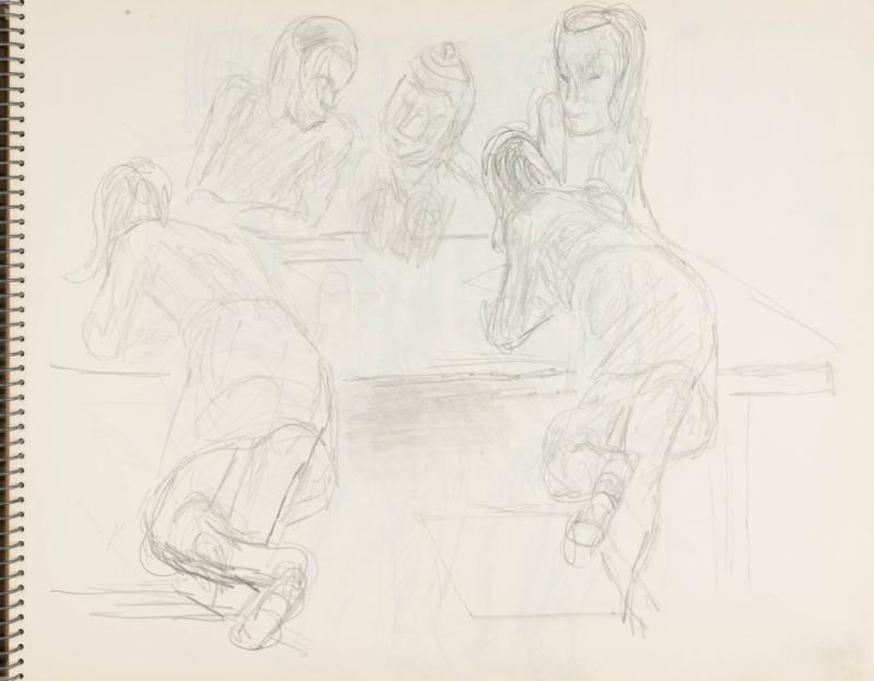 Skissblock nr 46, Gillberga, förstudier till "Fem syskon", Birgit