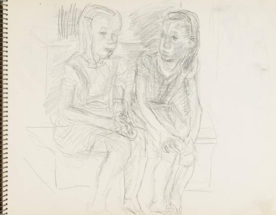 Skissblock nr 46, Gillberga, förstudier till "Fem syskon", Birgit