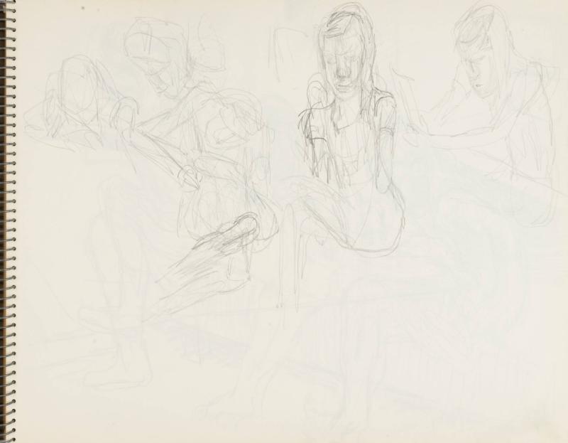 Skissblock nr 46, Gillberga, förstudier till "Fem syskon", Birgit