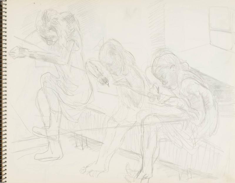 Skissblock nr 46, Gillberga, förstudier till "Fem syskon", Birgit