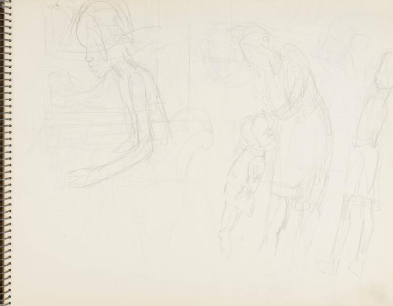 Skissblock nr 46, Gillberga, förstudier till "Fem syskon", Birgit