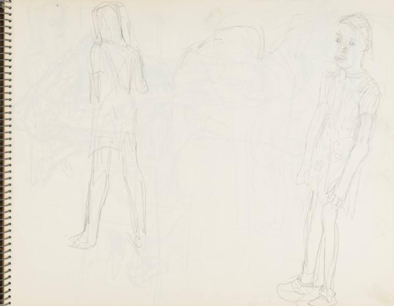 Skissblock nr 46, Gillberga, förstudier till "Fem syskon", Birgit