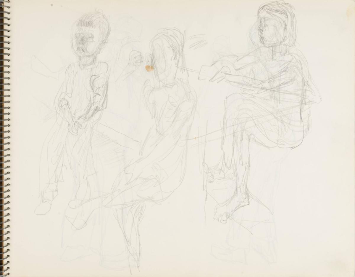 Skissblock nr 46, Gillberga, förstudier till "Fem syskon", Birgit