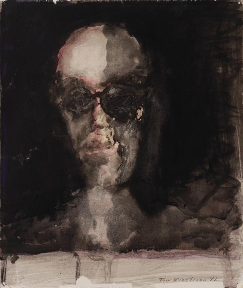 Mansansikte med glasögon. Ur serien De övertygade