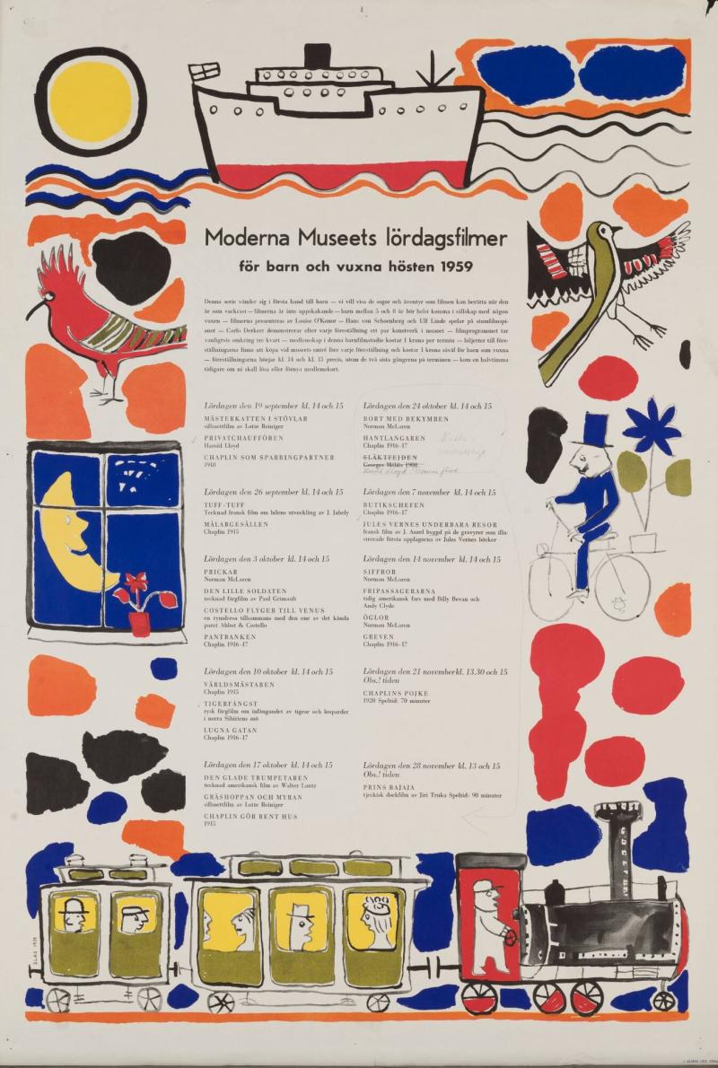 Moderna Museets lördagsfilmer för barn och vuxna våren 1960...
