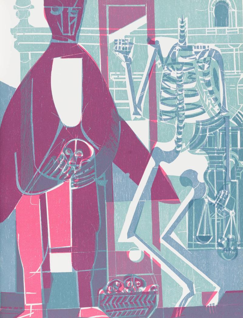 Totentanz von Basel mit den Dialogen mittelalterlichen Wandbildes