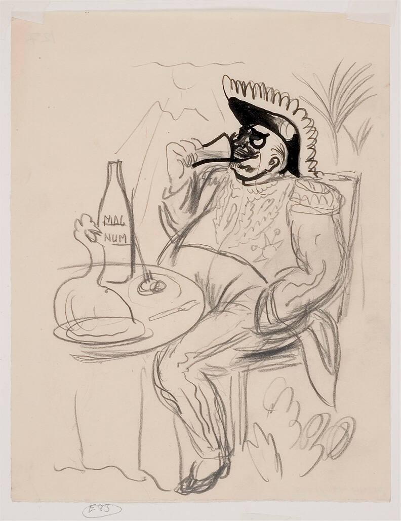 Man i uniform dricker champagne