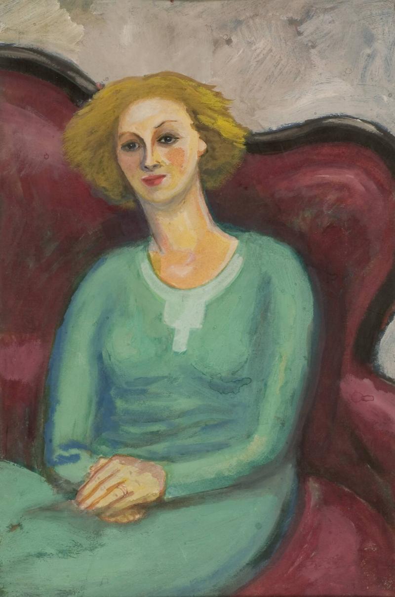 Kvinna i grön klänning