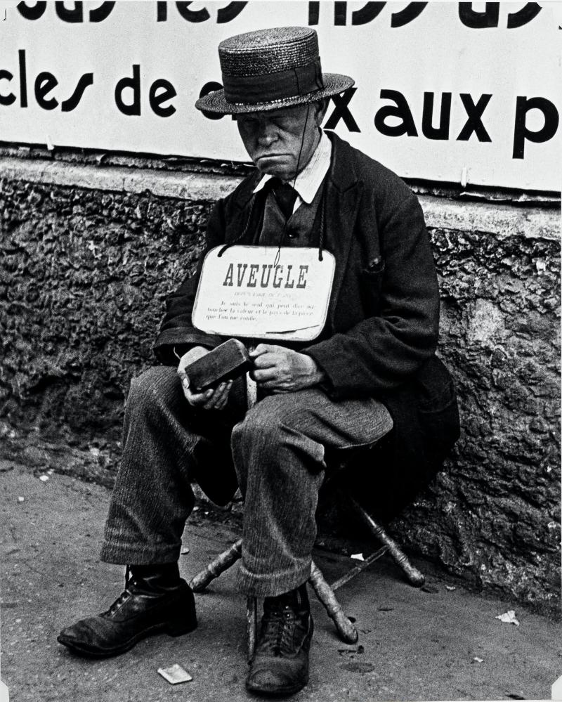 Blind Man in front of Billboard, Paris