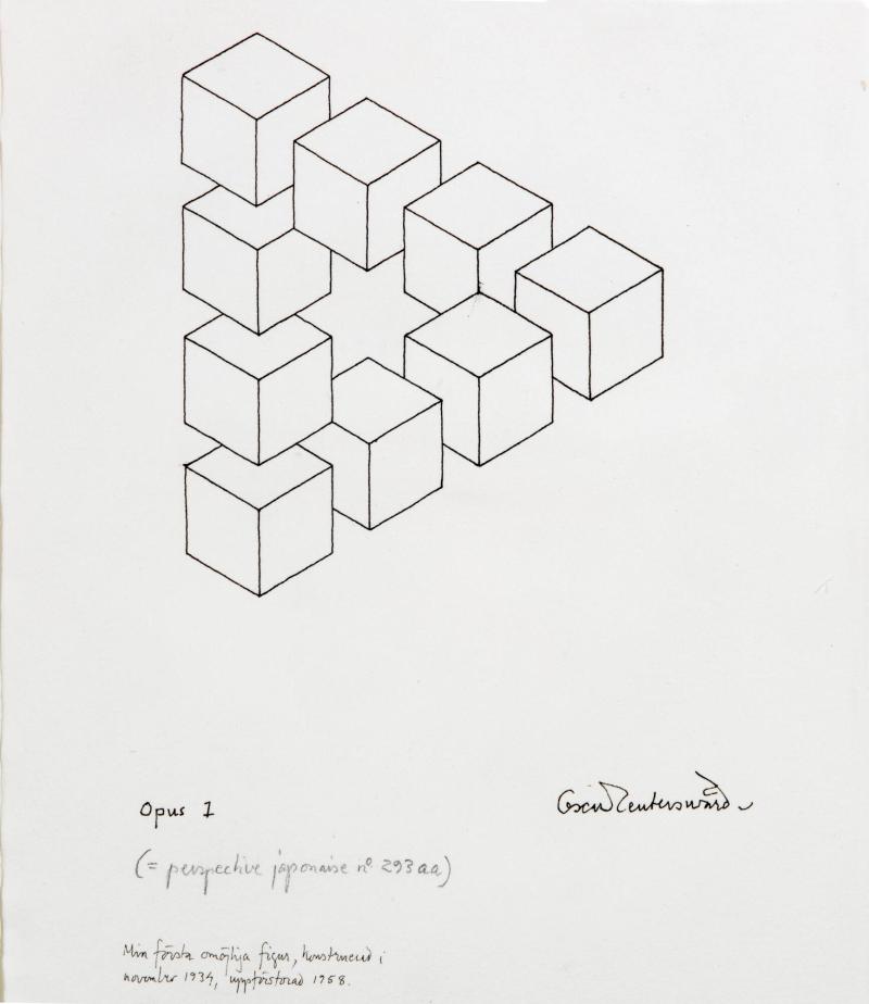 Opus 1 (= perspective japonaise no. 293 aa. Min första omöjliga figur, konstruerad i november 1943, uppförstorad)