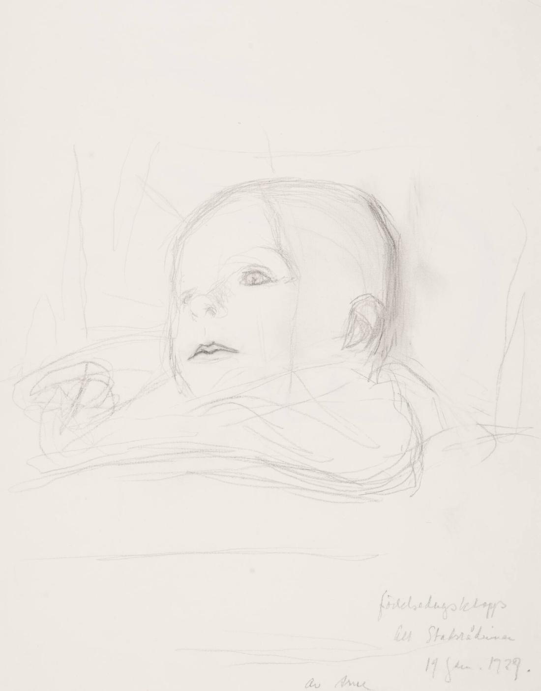 Födelsedagsklapp stadsrådinnan, 4 studier nyfött barn (Anna Wohlin)