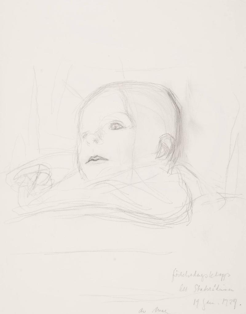 Födelsedagsklapp stadsrådinnan, 4 studier nyfött barn (Anna Wohlin)