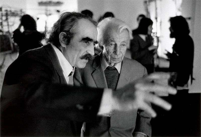 Jean Tinguely and Wil Sandberg (at opening of Tinguely's exhibition at the Palais des Beaux Art Bruxelles)