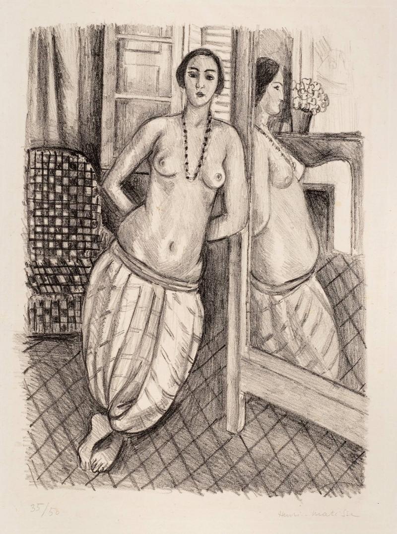 Odalisque à la culotte rayée, reflétée dans la glace