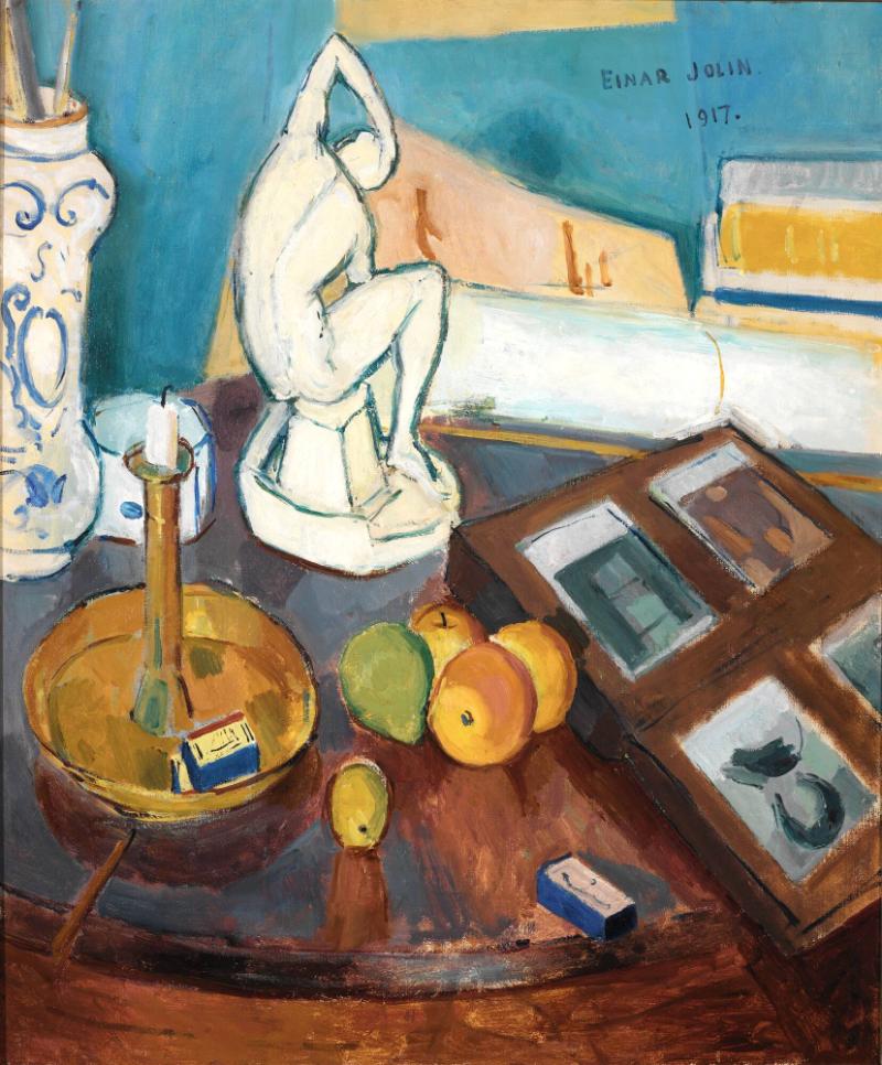 Nature morte med skulptur