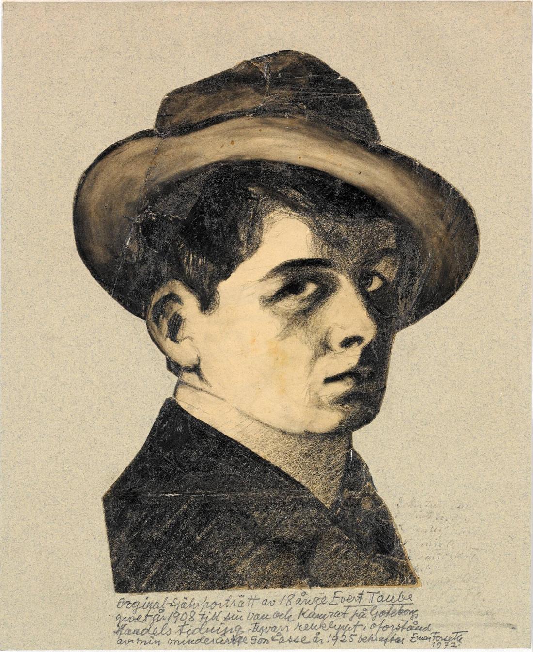 Självporträtt i hatt vid 18 års ålder