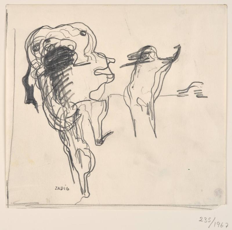 Flykten. 2 gestalter.