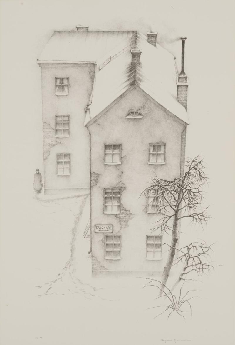 Fattigt hus i vinterdis