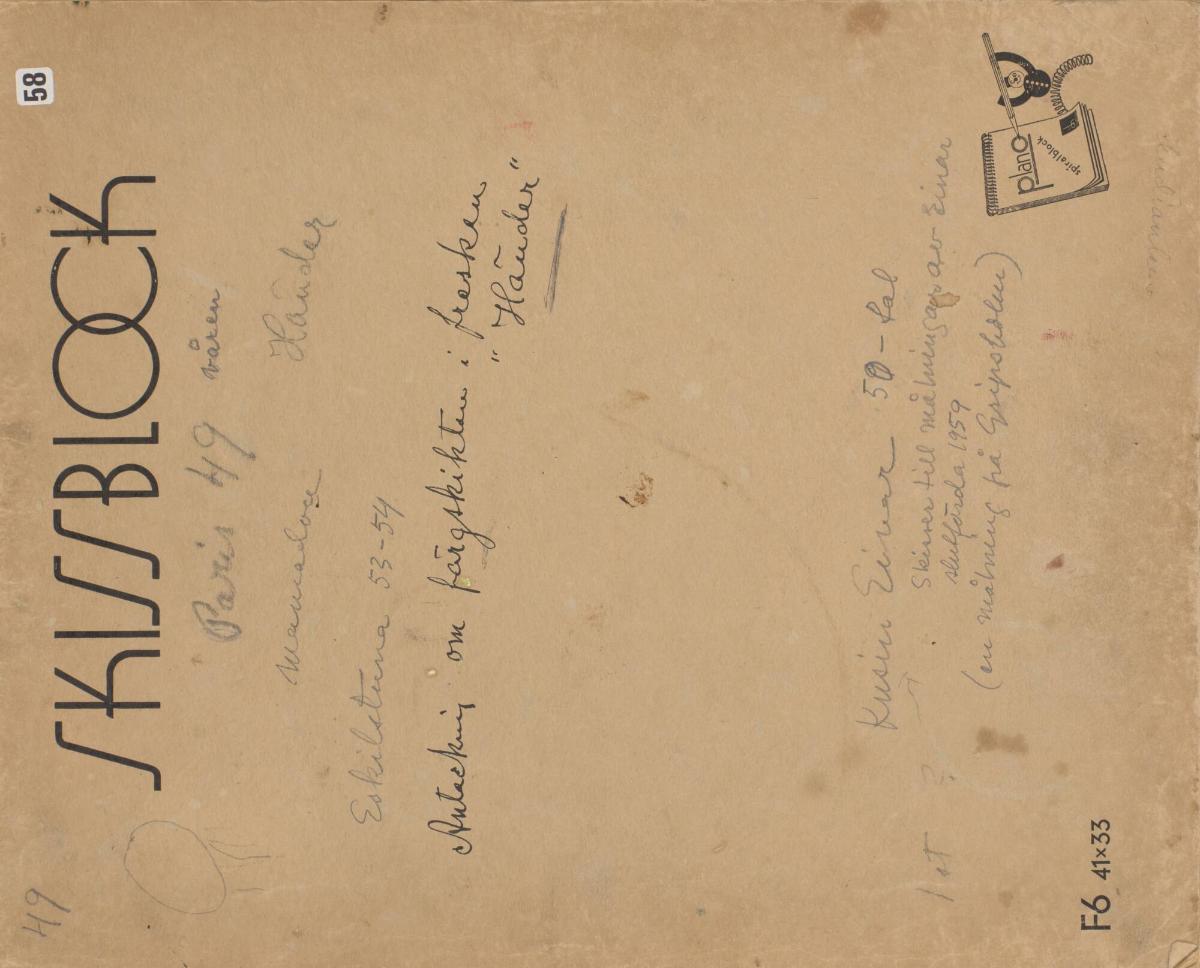 Skissblock nr 58, Paris, Eskilstuna