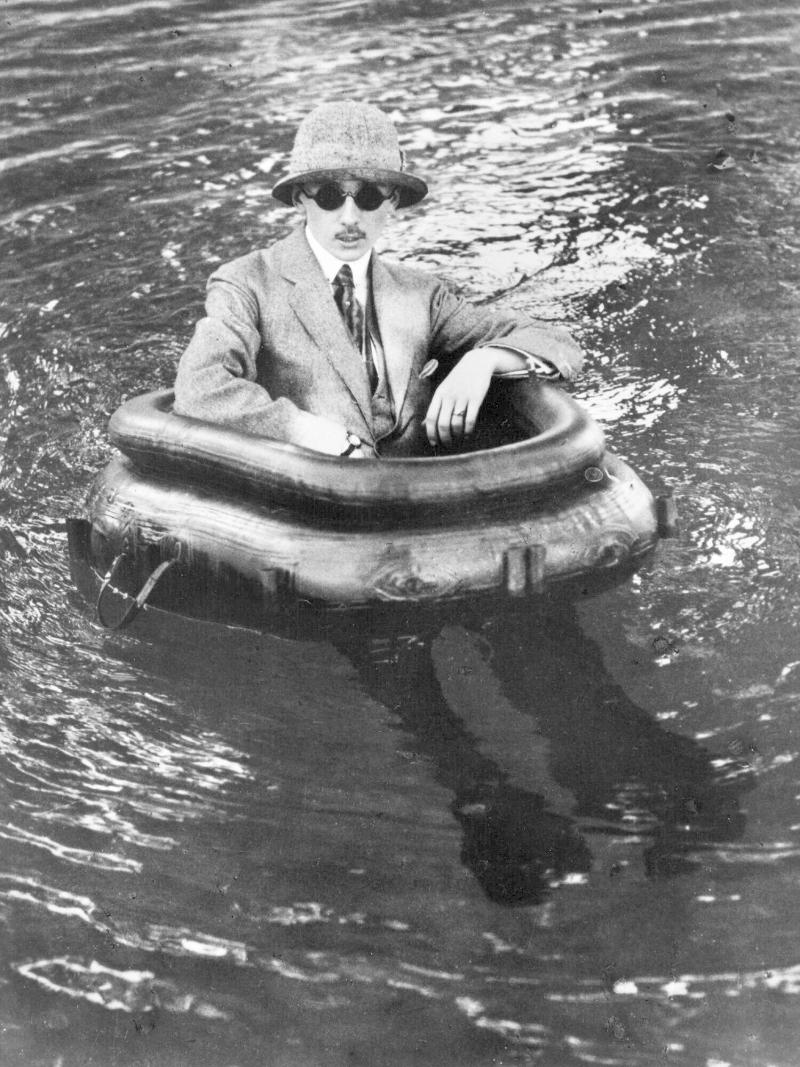Zissou in His Tire-boat