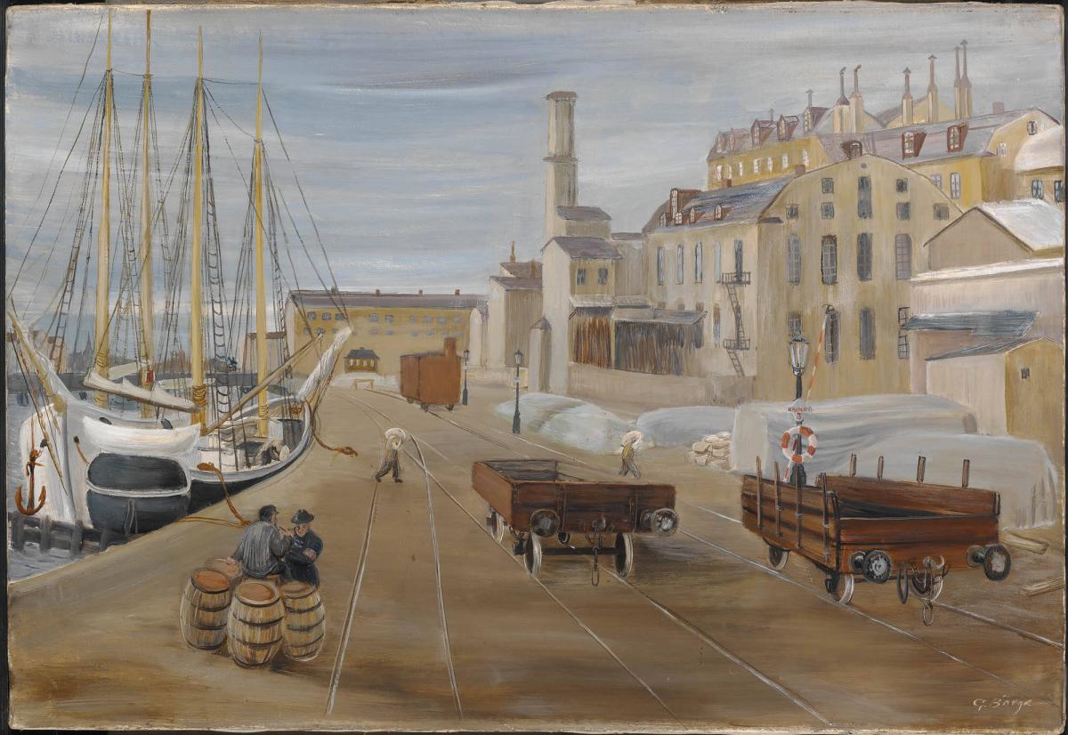 Hamnbild, motiv från Söder Mälarstrand