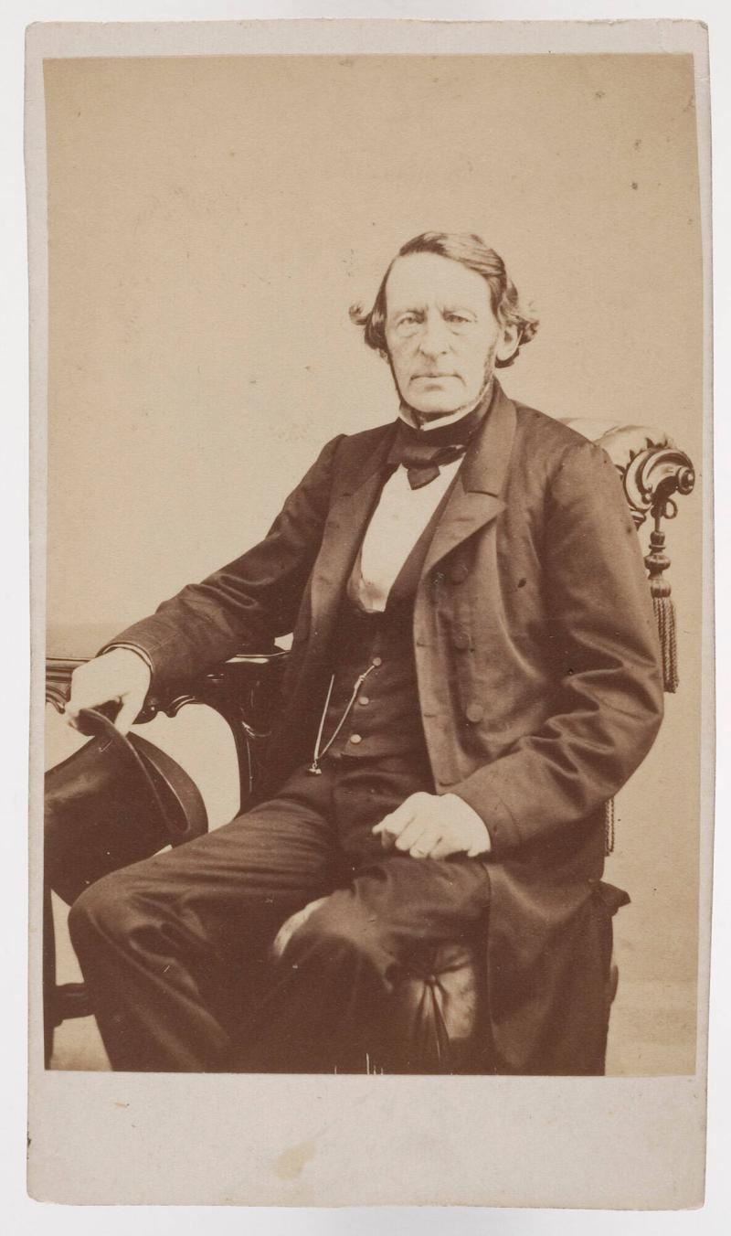 Lars Johan Hierta. Publicist och riksdagsman. Född i Uppsala 1801, död i Stockholm 1872. Grundare av Aftonbladet