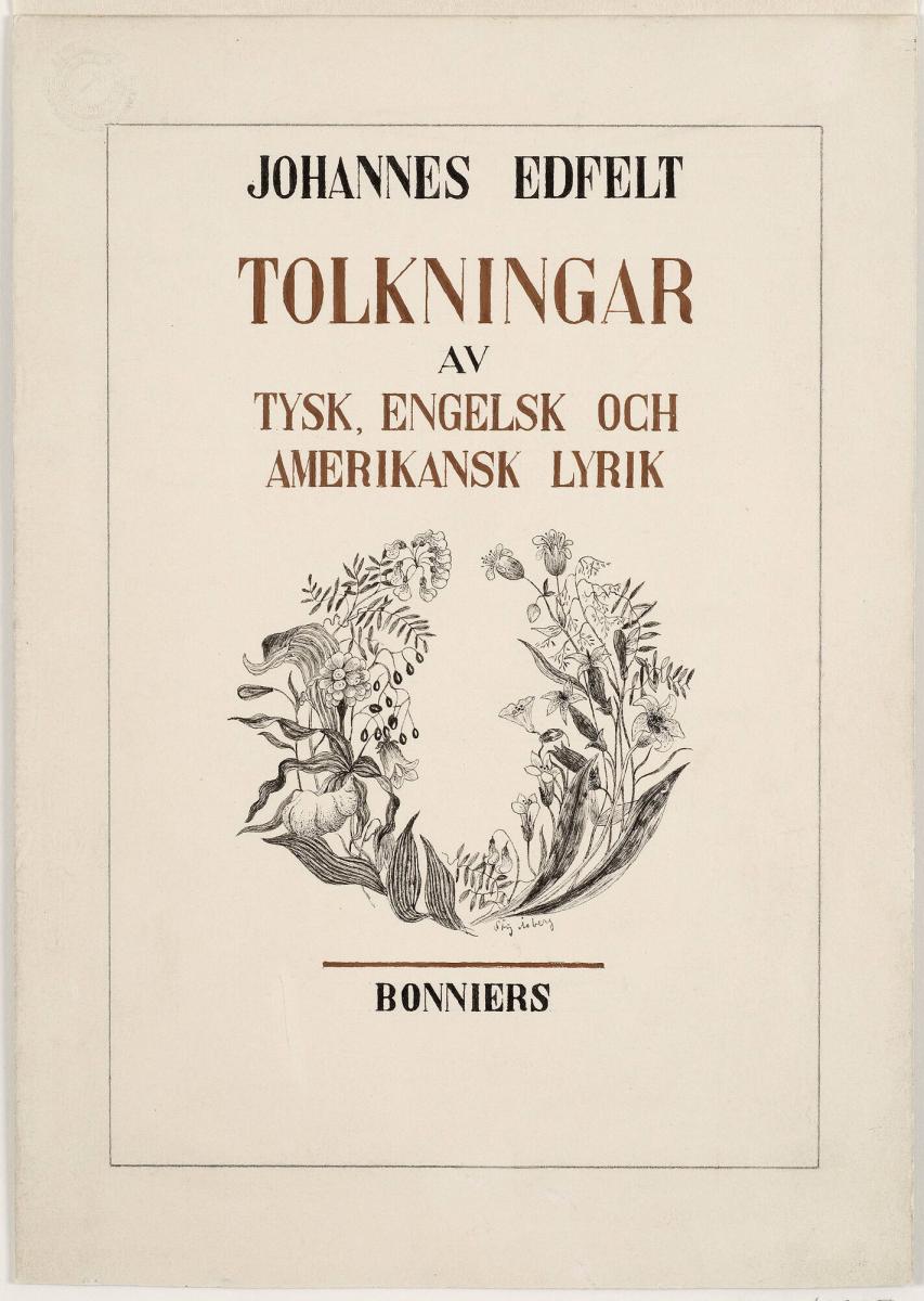 Omslag till 'Tolkningar av tysk, engelsk och amerikansk lyrik' av Johannes Edfelt, 1940